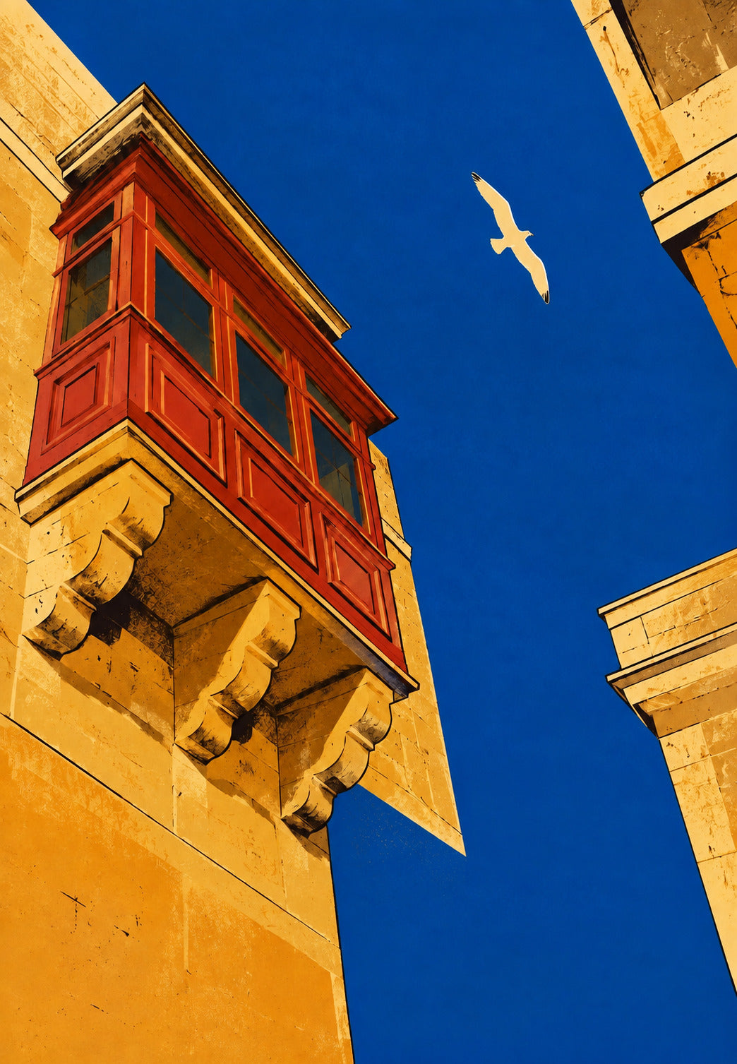 Röd balkong i Malta