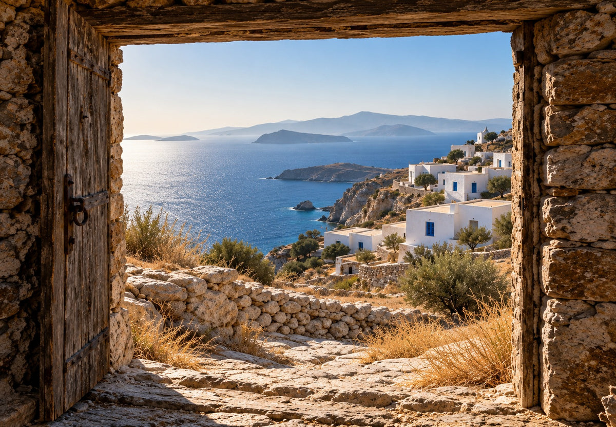 Greece, the Sea through the Doorway (Landscape)
