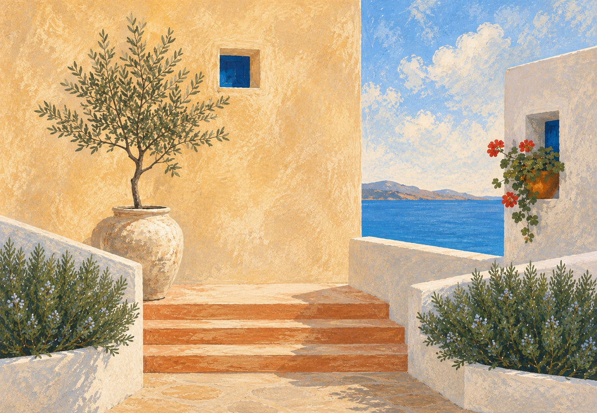 Terrace Olive Tree Facing the Sea (Landscape)