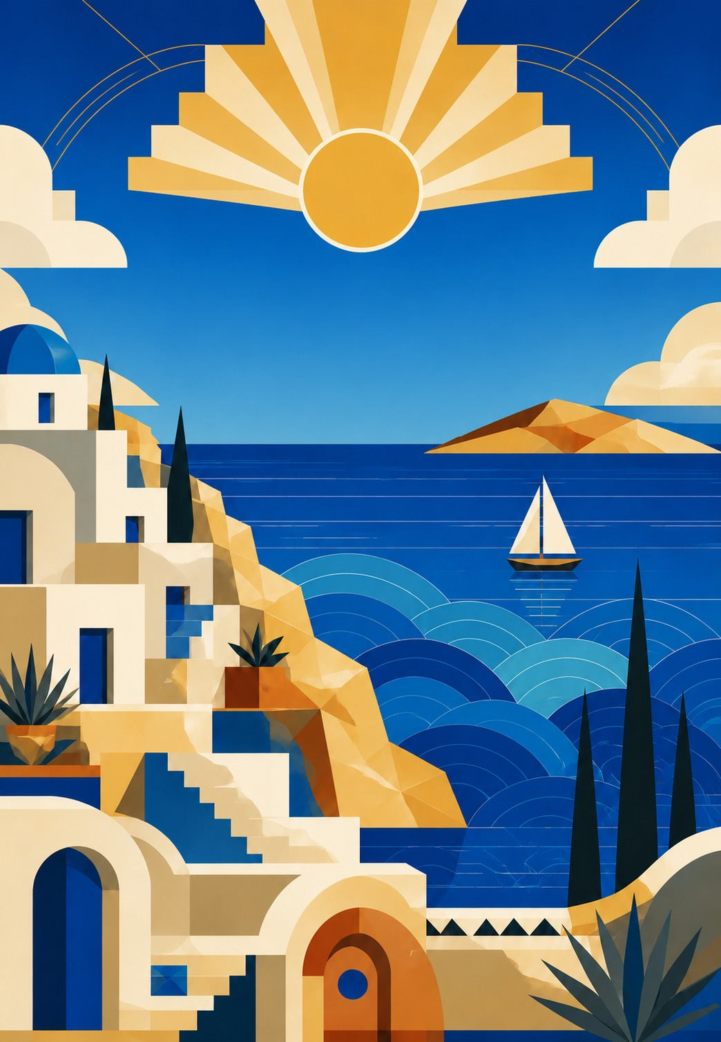 La baia blu e il villaggio bianco