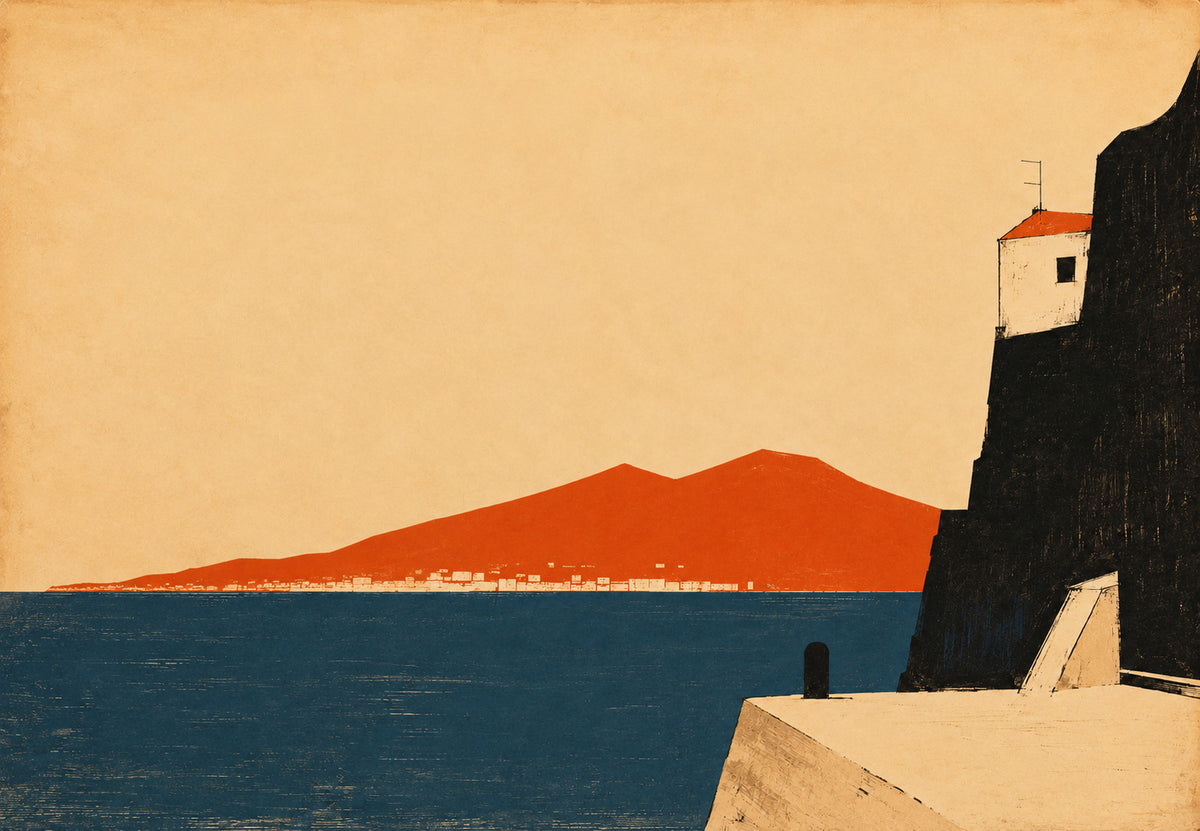 De baai van Napels aan de voet van de Vesuvius (Liggend)