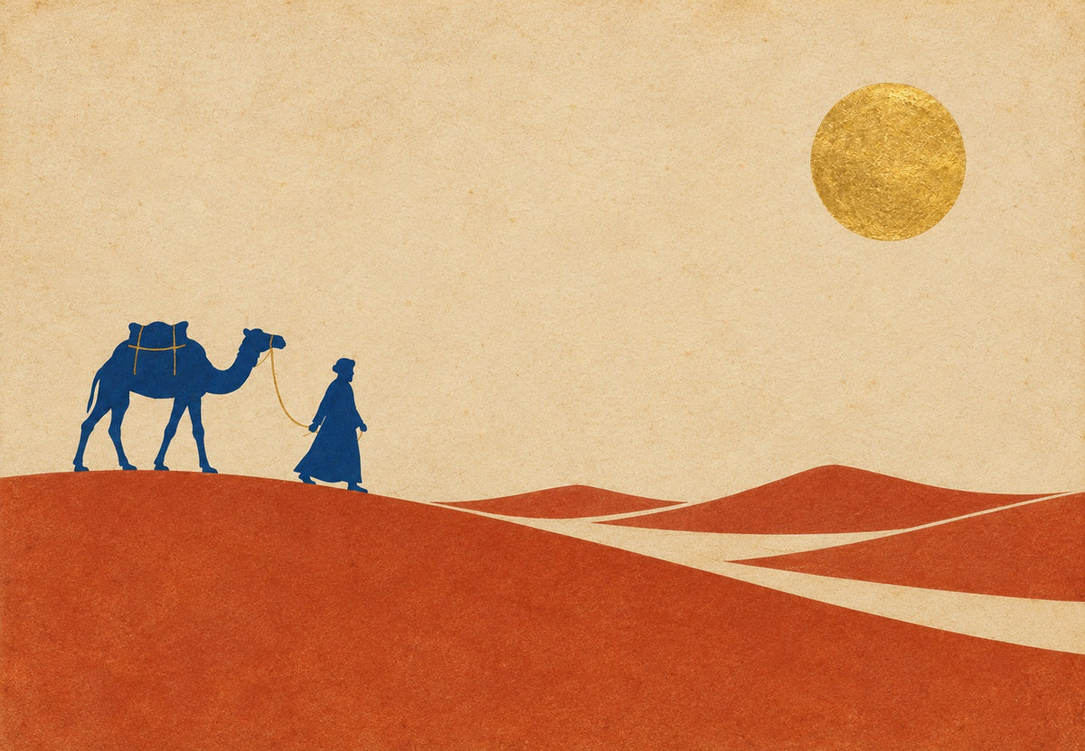 The Golden Desert Caravan (Landscape)