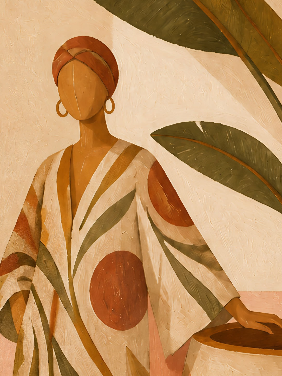 Detail a taille reelle du tirage, affiche voyage la femme au bananier