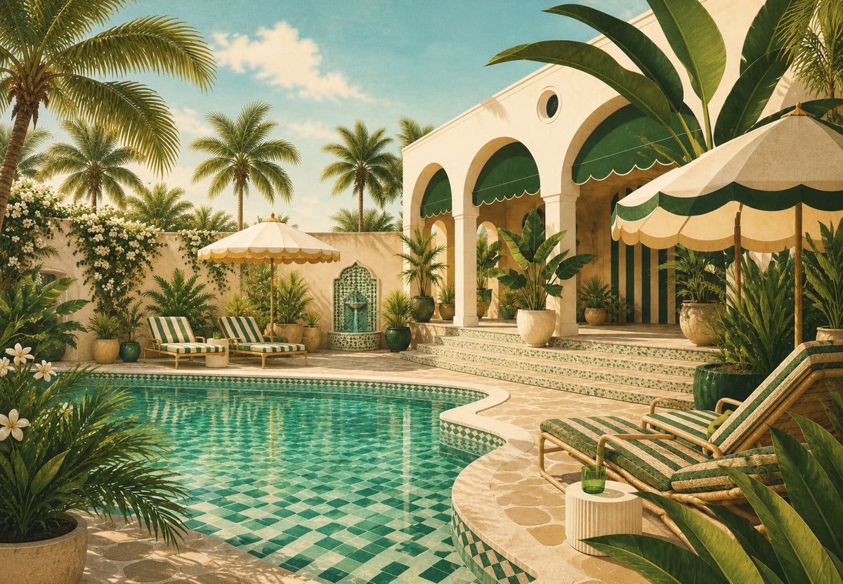 Der Pool unter den Palmen (Querformat)