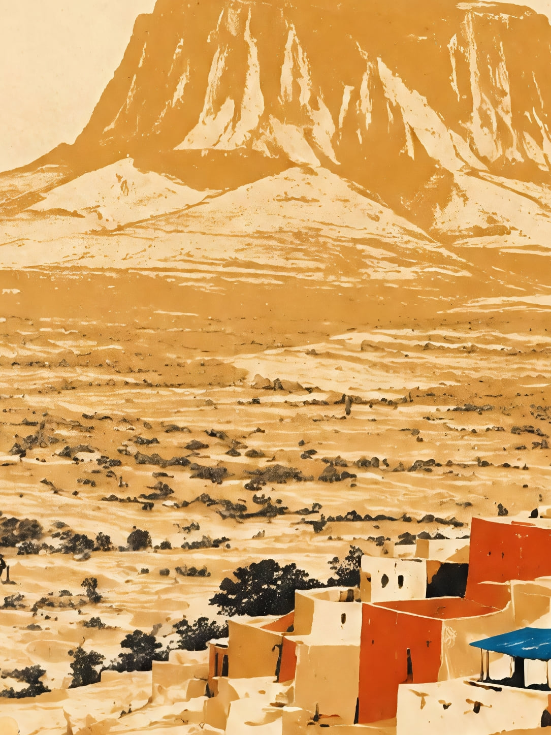 Detail a taille reelle du tirage, affiche voyage la porte ouverte sur le desert