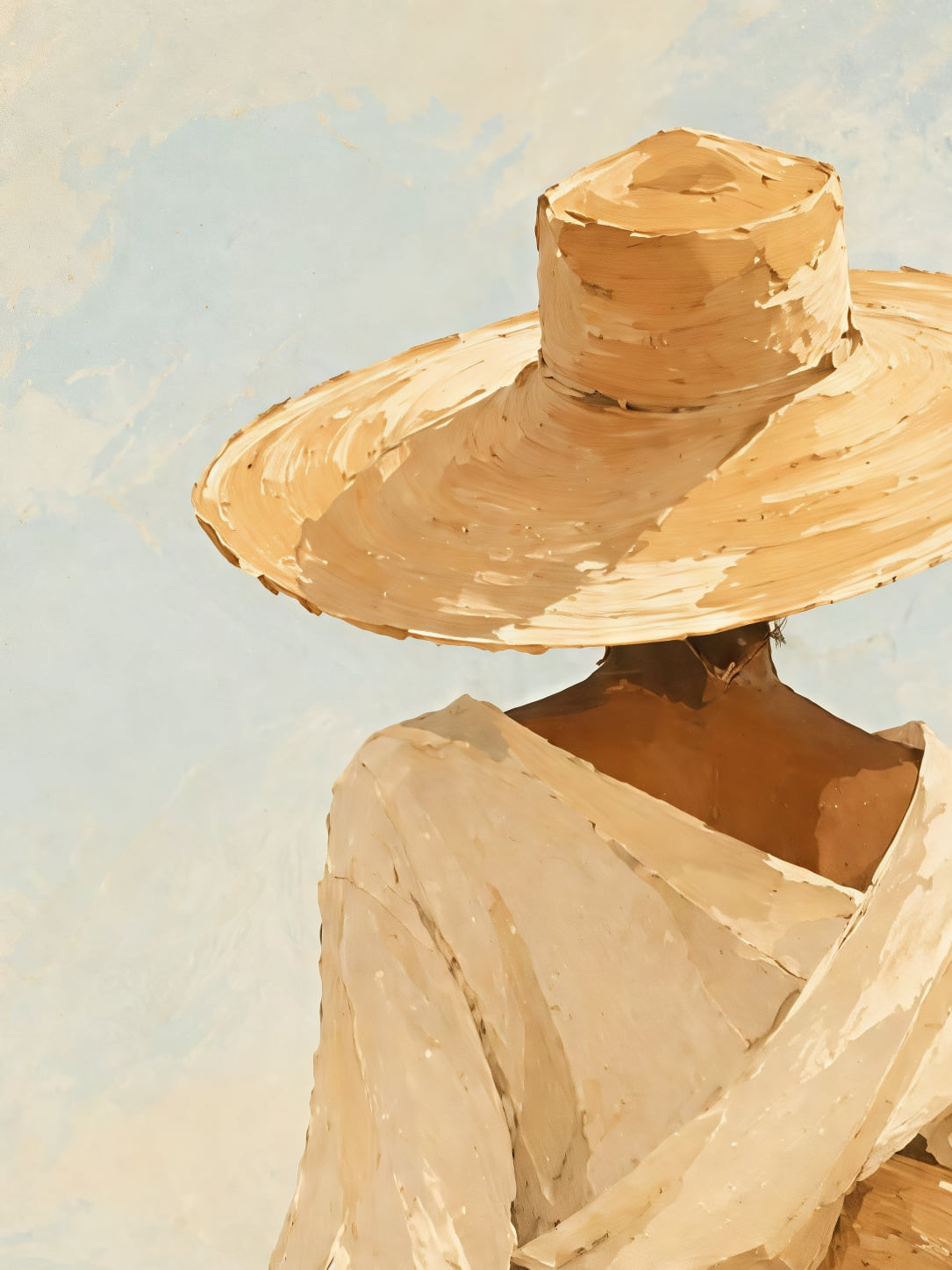 Detail a taille reelle du tirage, affiche voyage la promenade en robe blanche