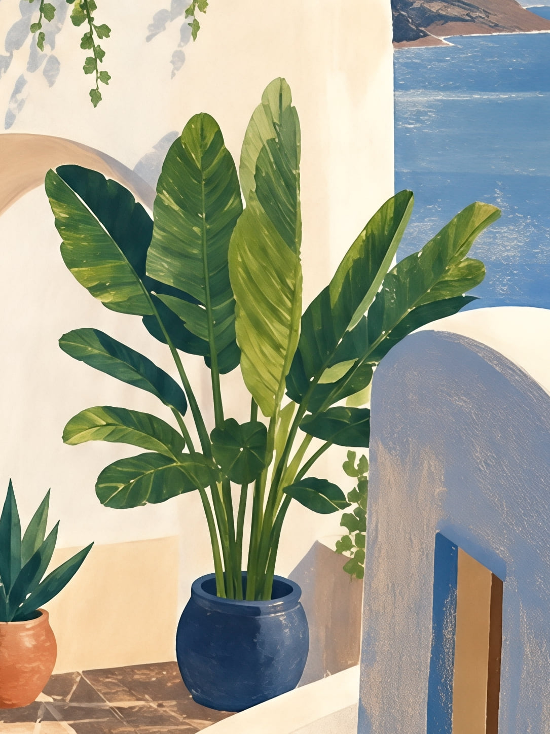 Detail a taille reelle du tirage, affiche voyage la terrasse au dessus de la mer