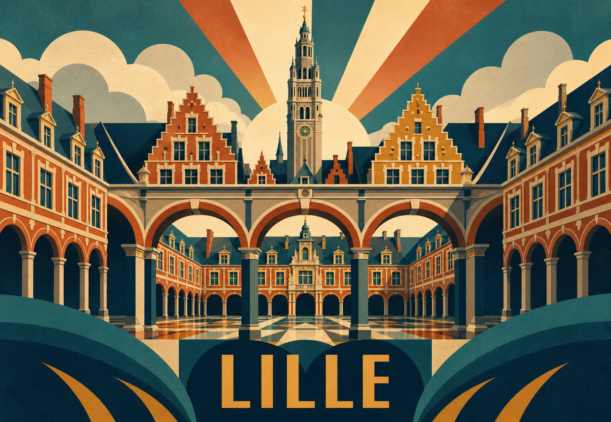 Lille - The courtyard of the Vieille Bourse (Landscape)