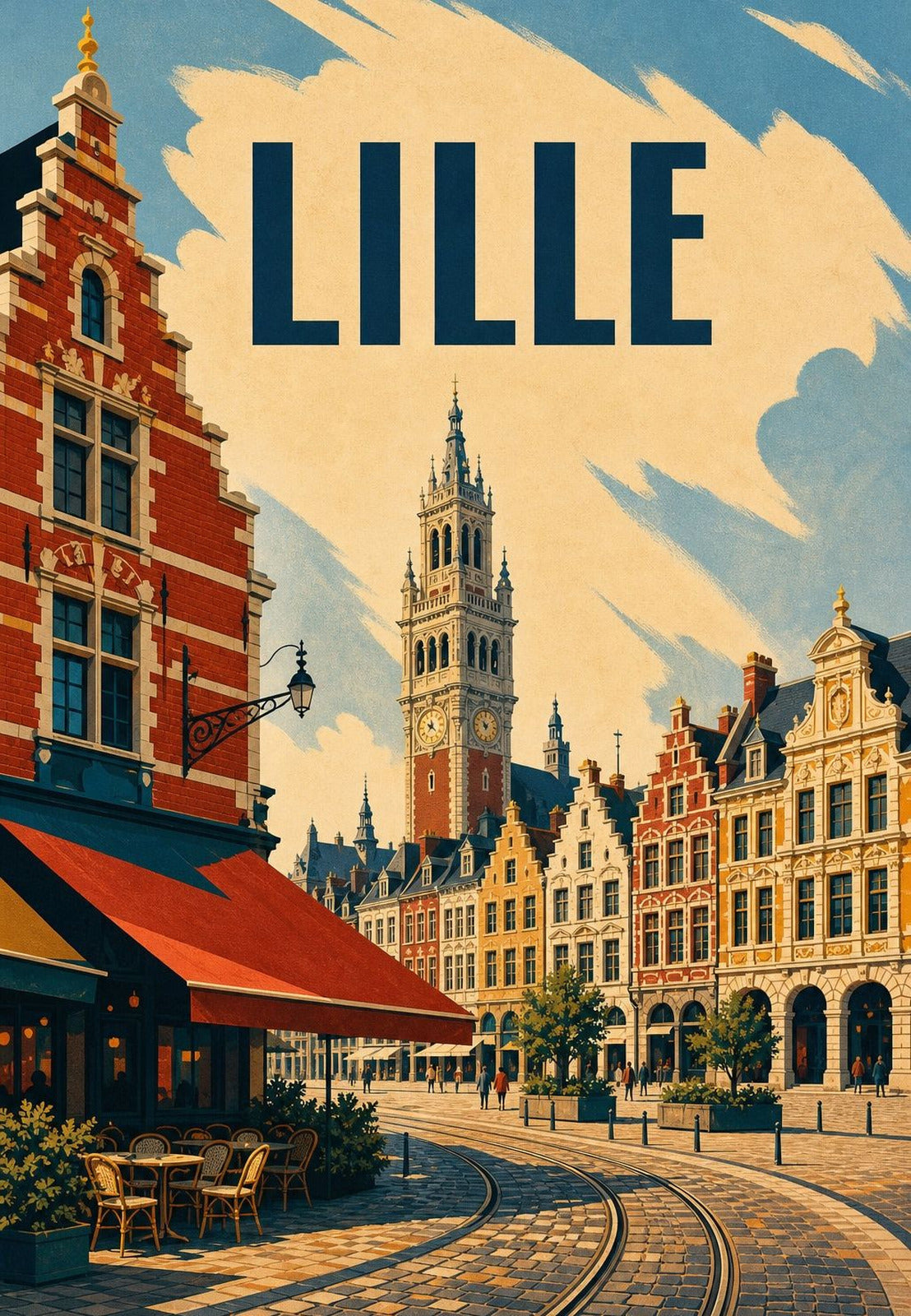 Lille - Die Caféterrasse am Grand-Place