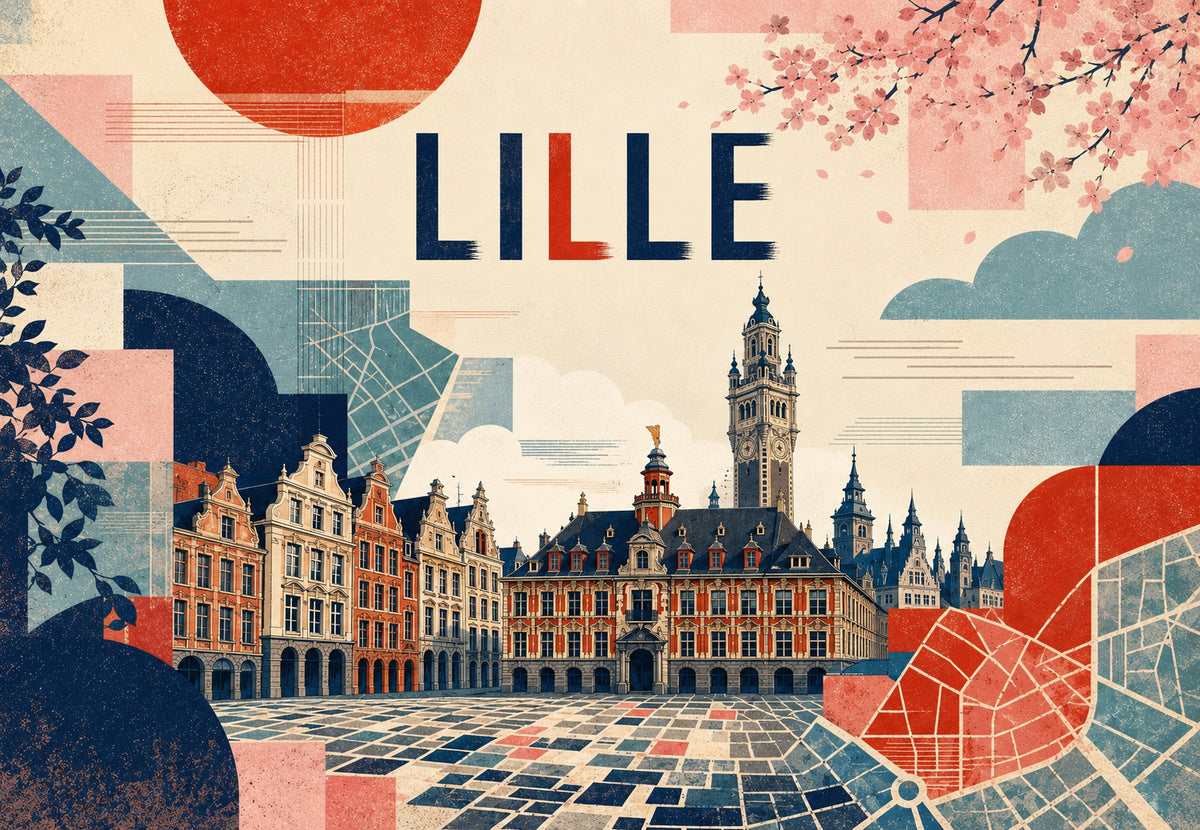 Lille - Die Vieille Bourse unter den Kirschblüten (Querformat)