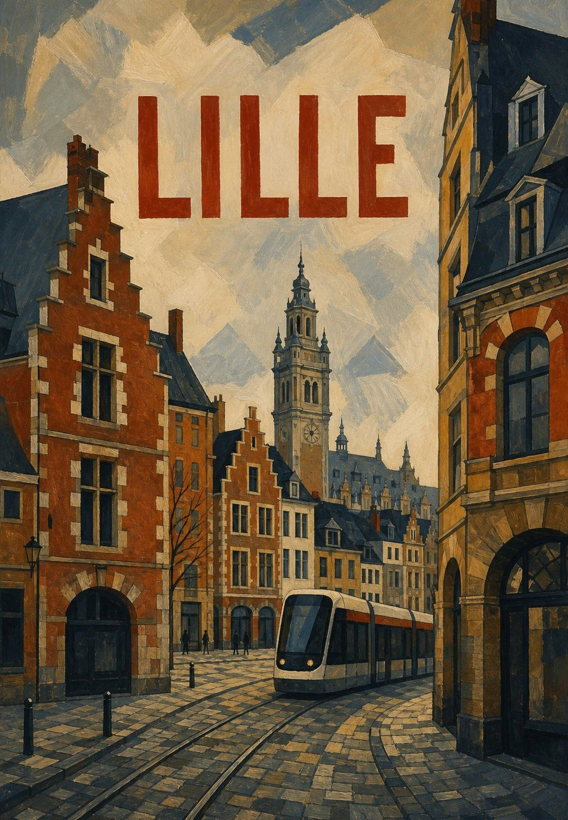 Lille - Il tram nella via lastricata