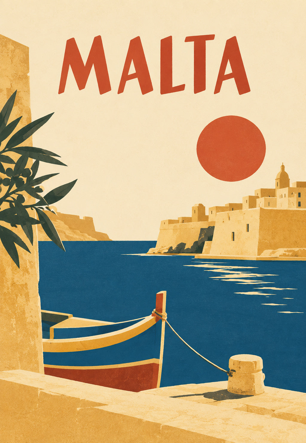 Malta, łódź naprzeciw murów