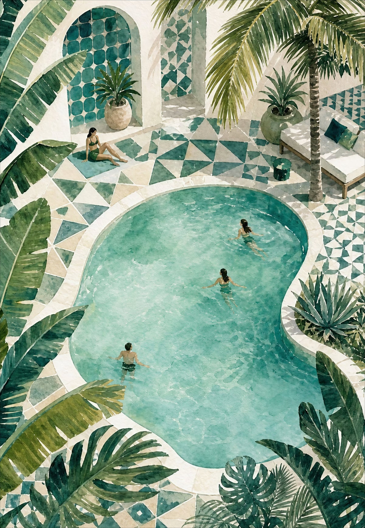 Tropical mosaic pool