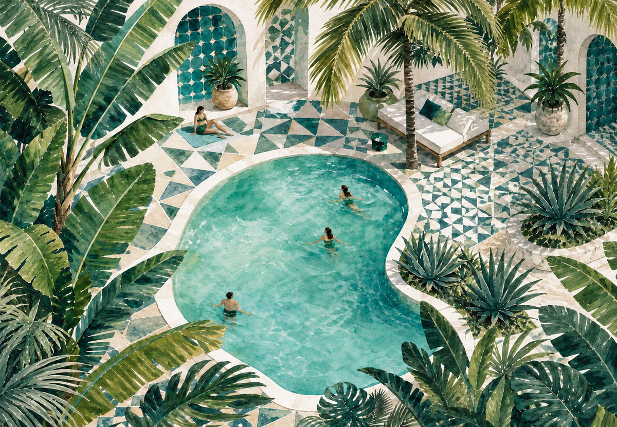 Tropischer Mosaikpool (Querformat)