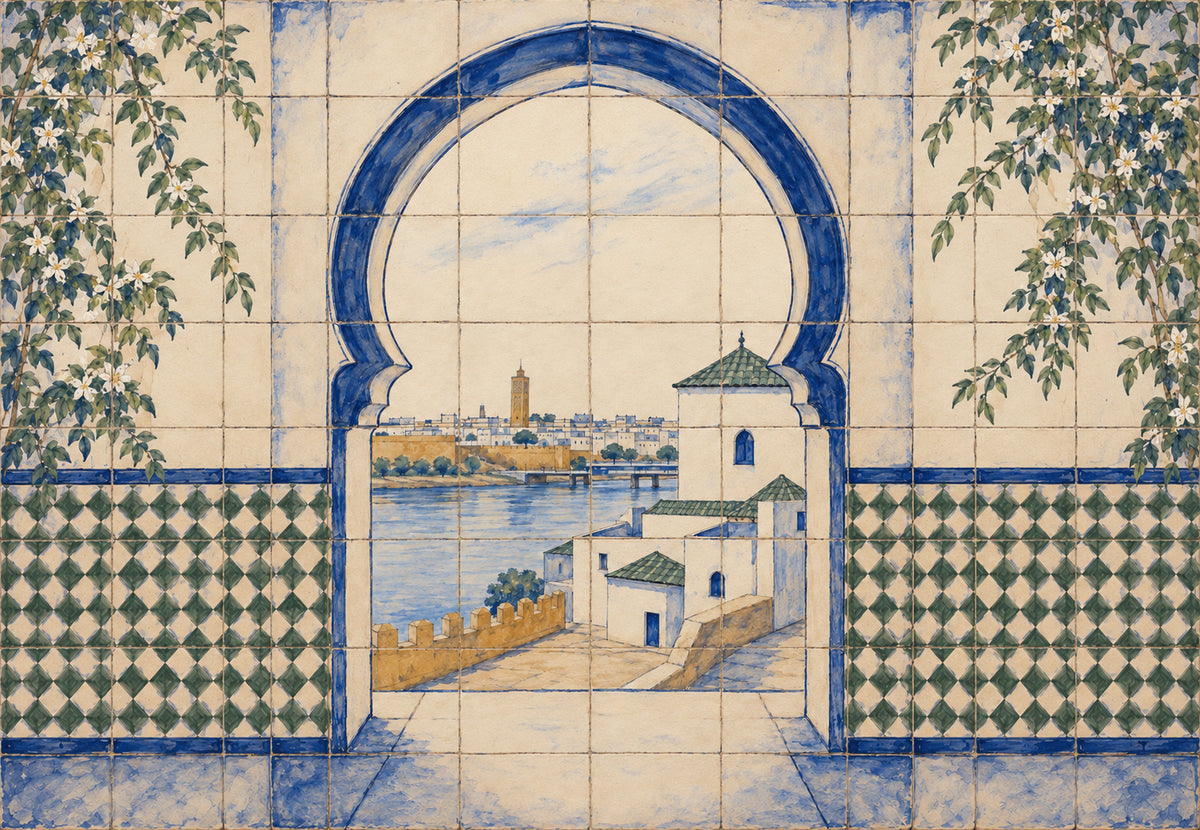 Rabat vista attraverso un arco blu (Orizzontale)