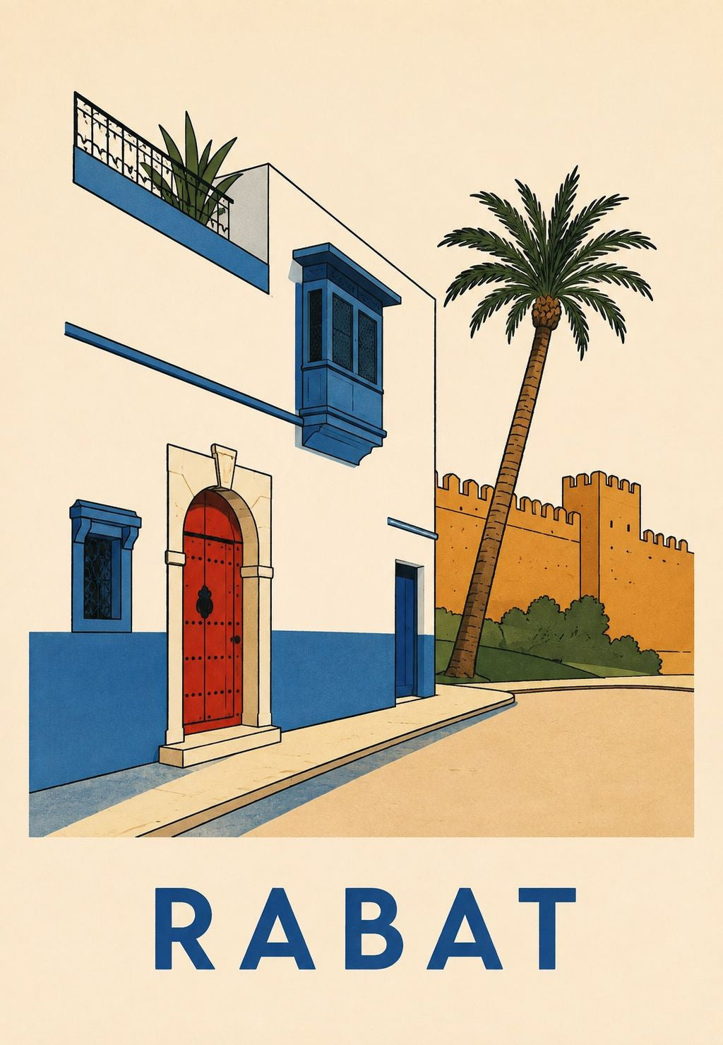 Blue Alley and Red Door in Rabat