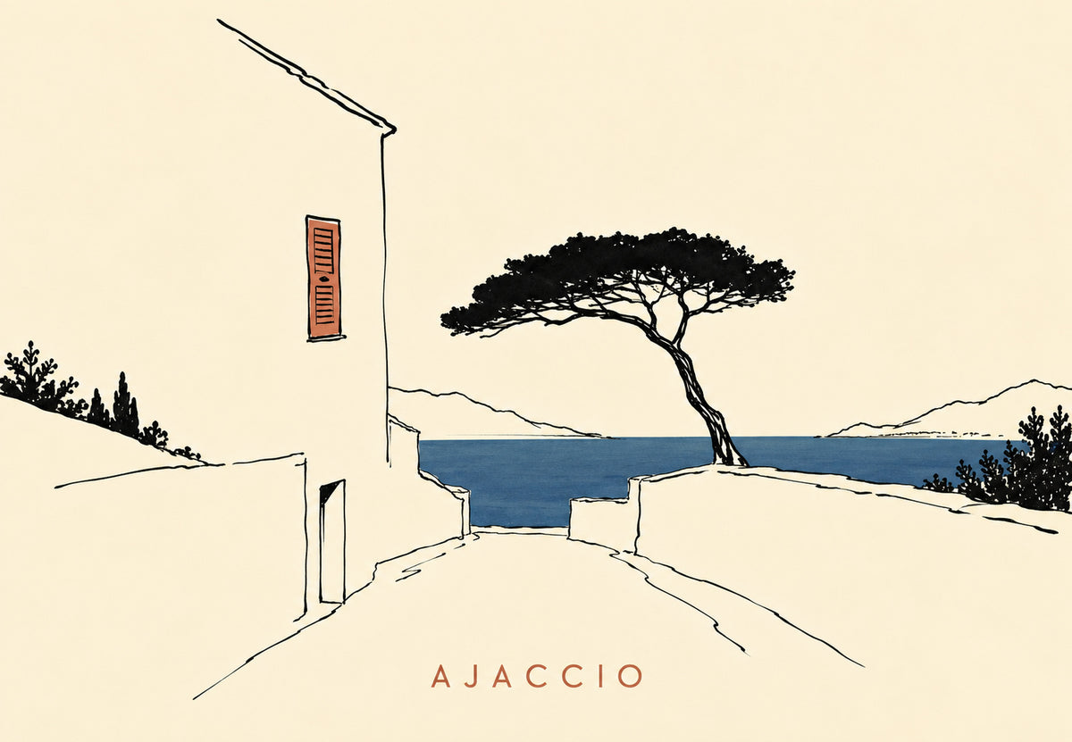 Σοκάκι του Ajaccio προς τη θάλασσα (Οριζόντιο)