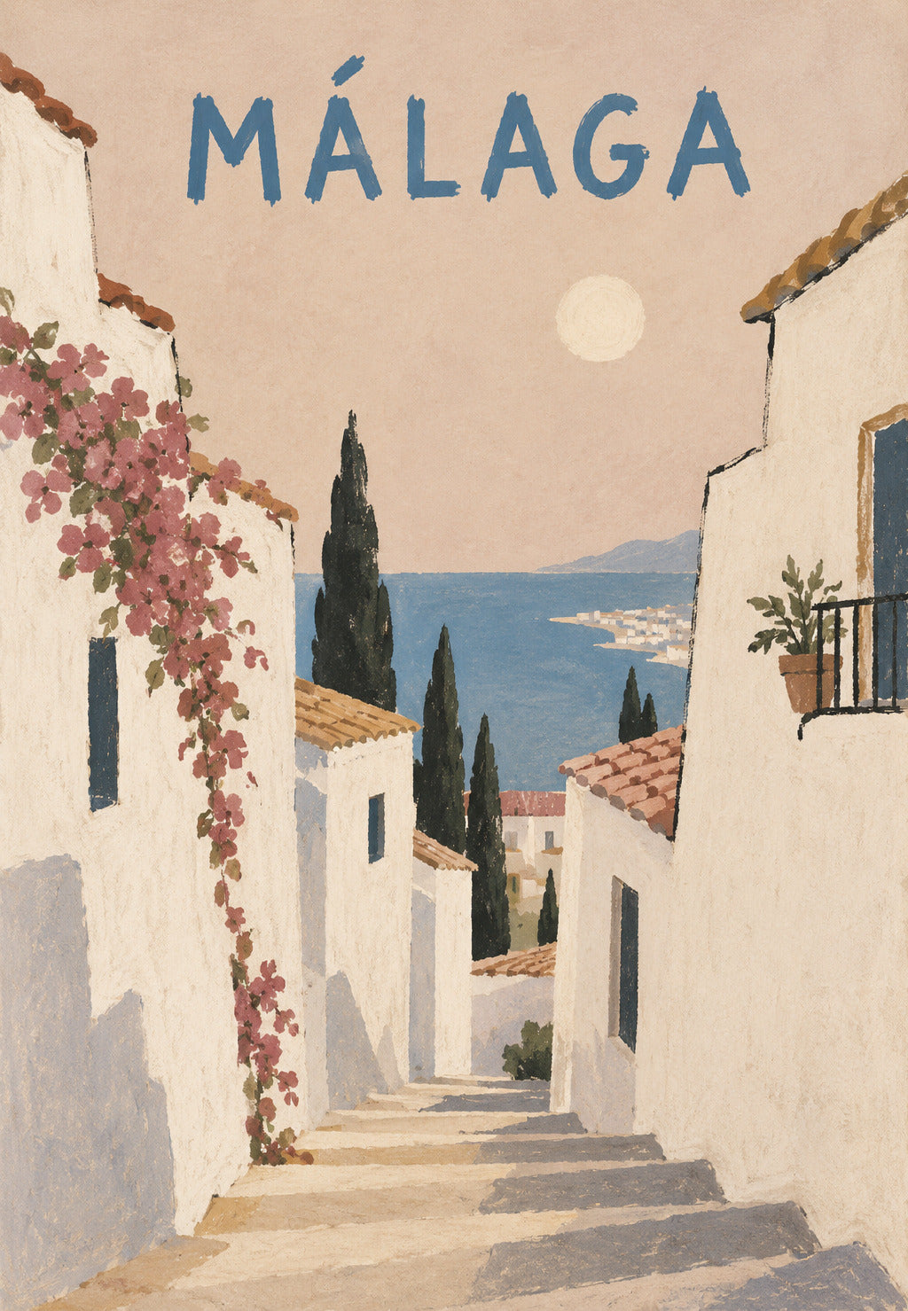 Blühende Gasse von Málaga