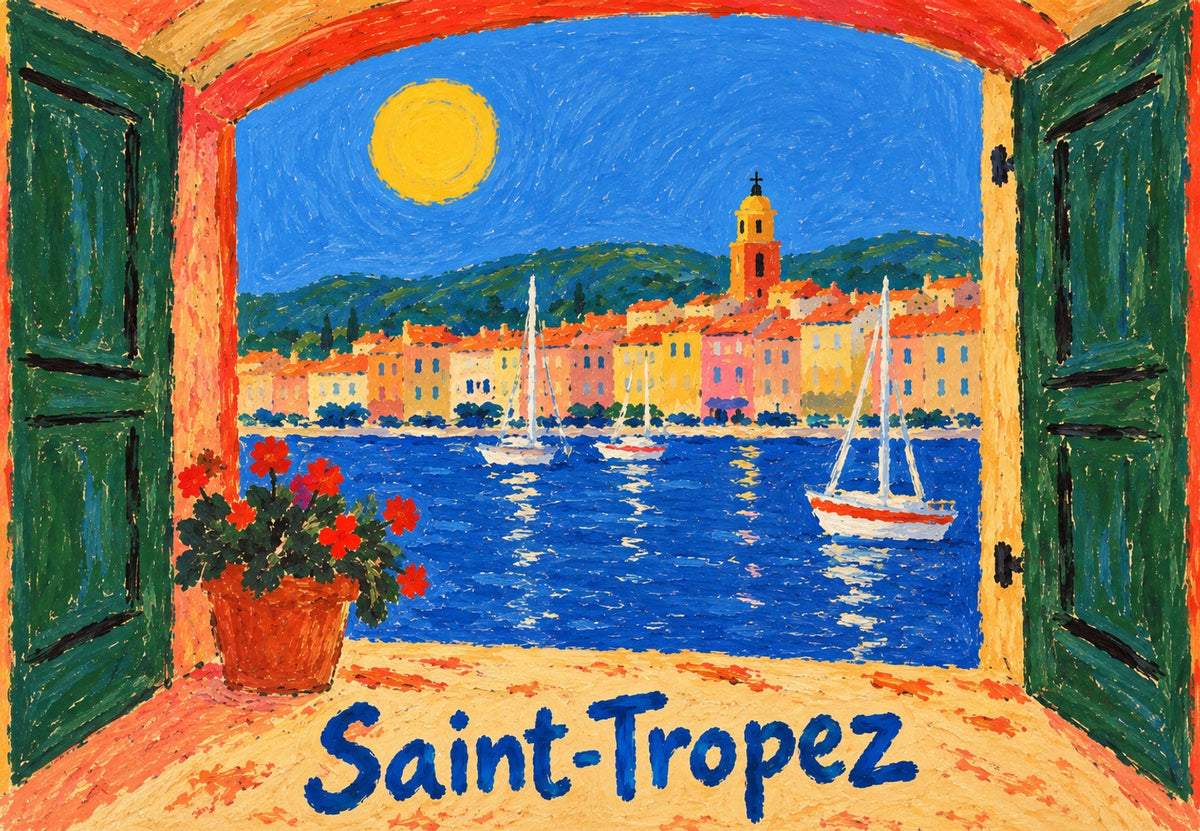 Saint-Tropez - Window Over the Port (Landscape)