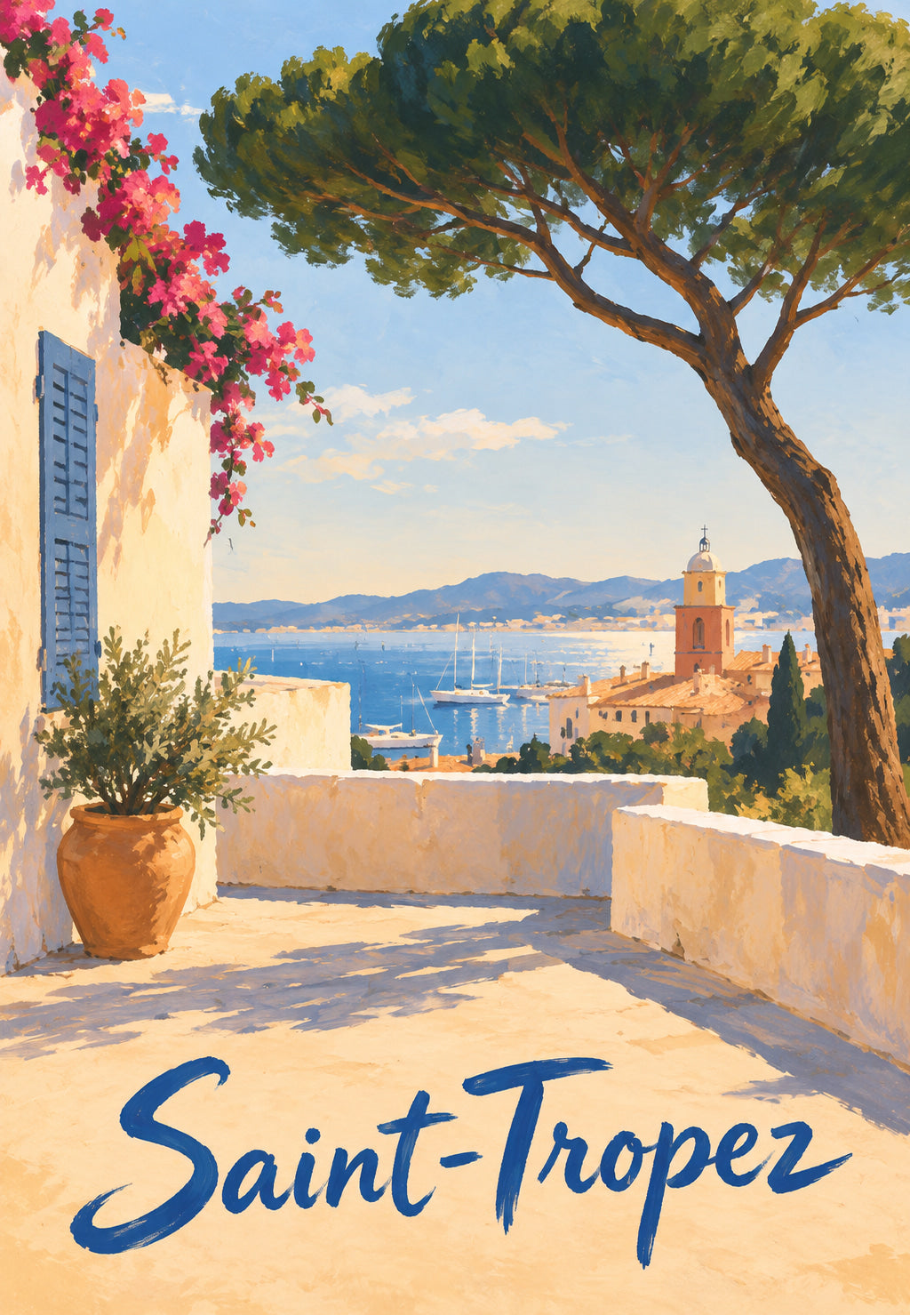 Flowering Terrace Overlooking the Harbor