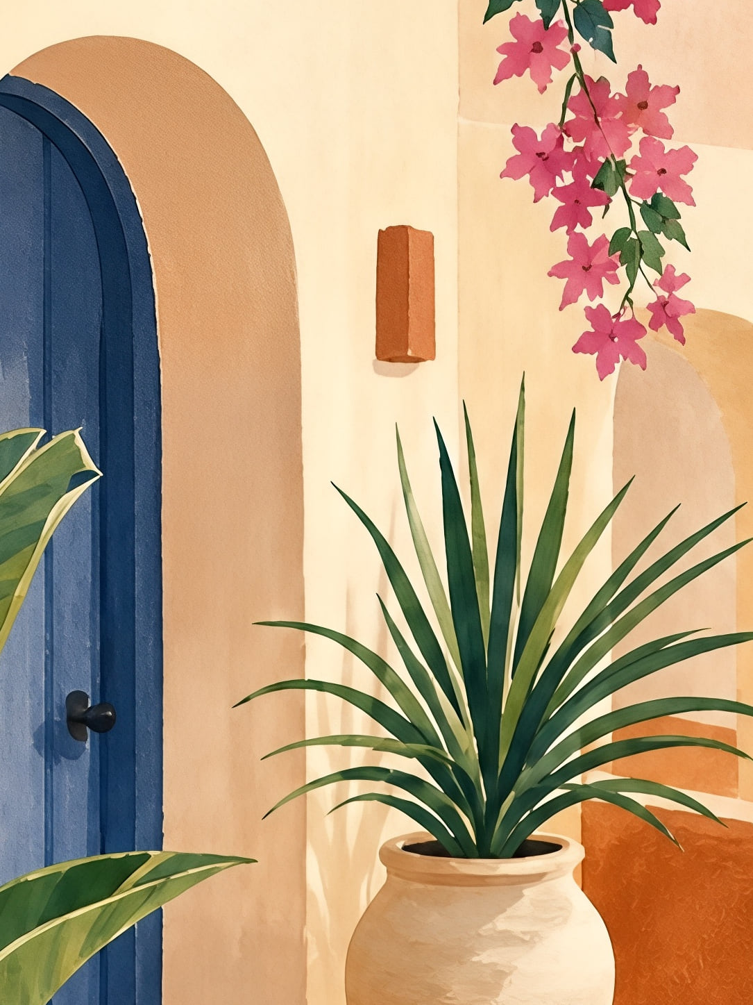 Detail a taille reelle du tirage, affiche voyage terrasse mediterraneenne sur la mer