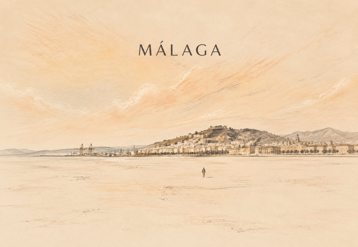 Eine Silhouette vor Málaga (Querformat)