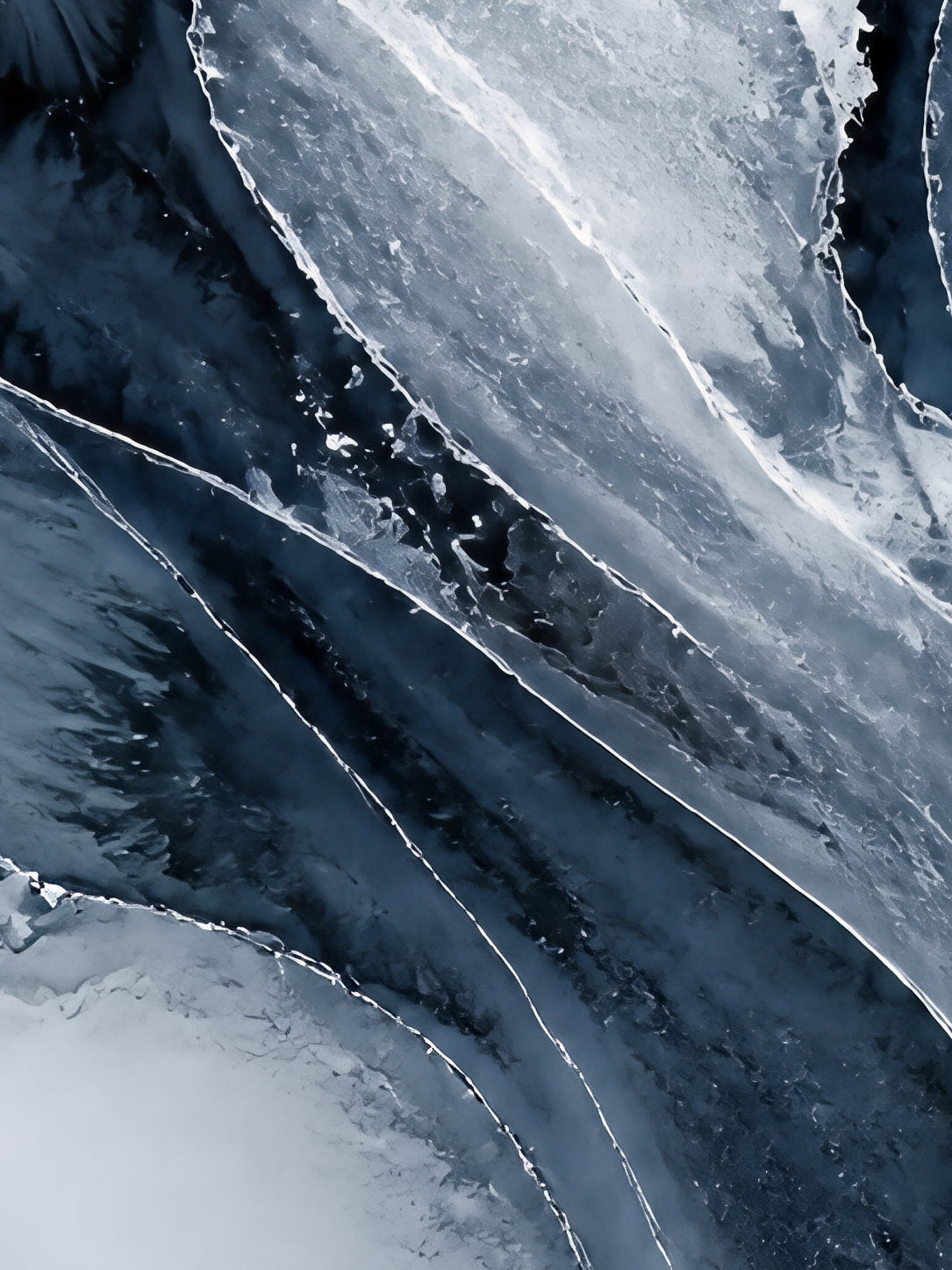 Detail a taille reelle du tirage, glace en mouvement