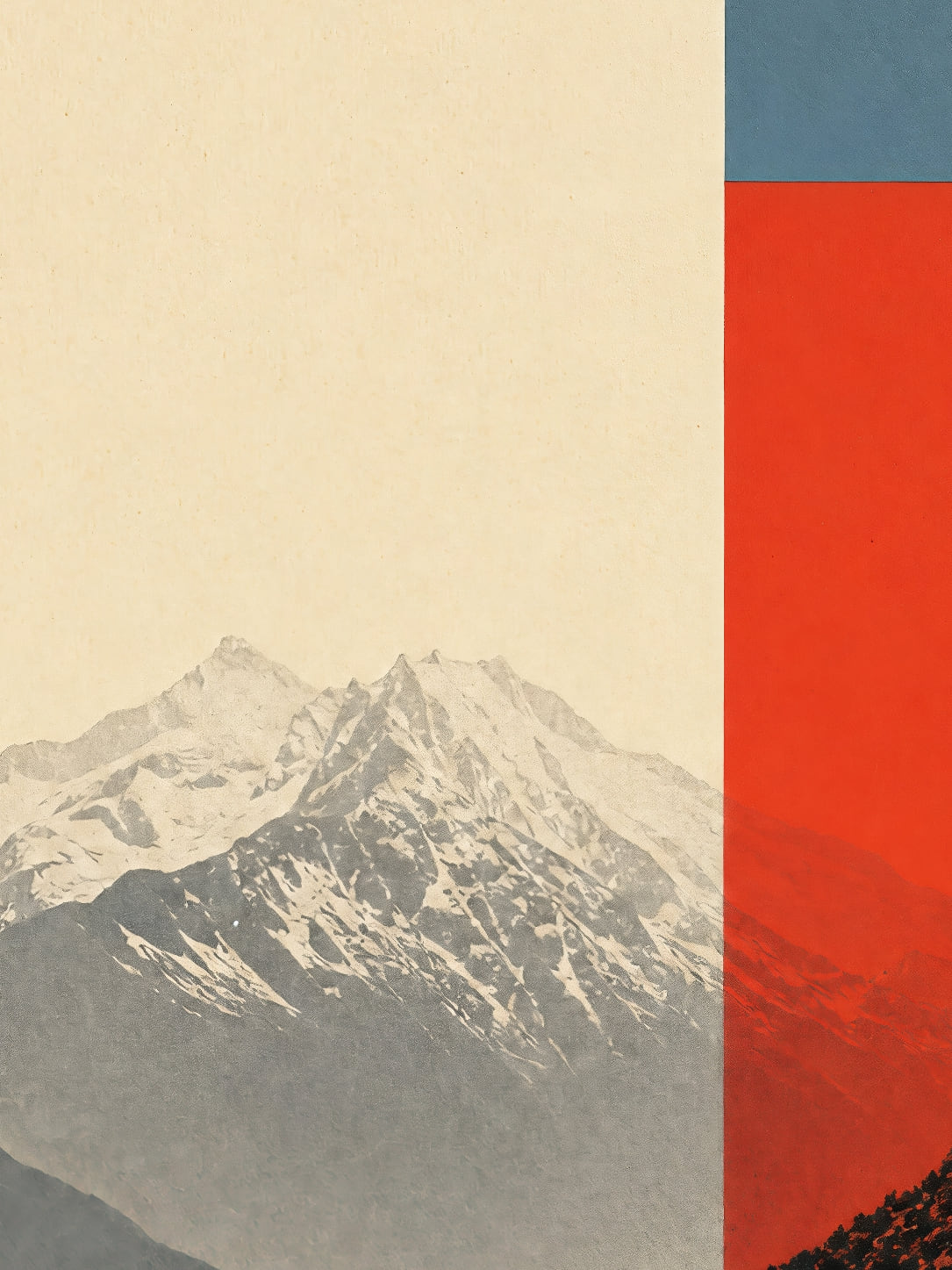 Detail a taille reelle du tirage, affiche montagne ciel de randonnee