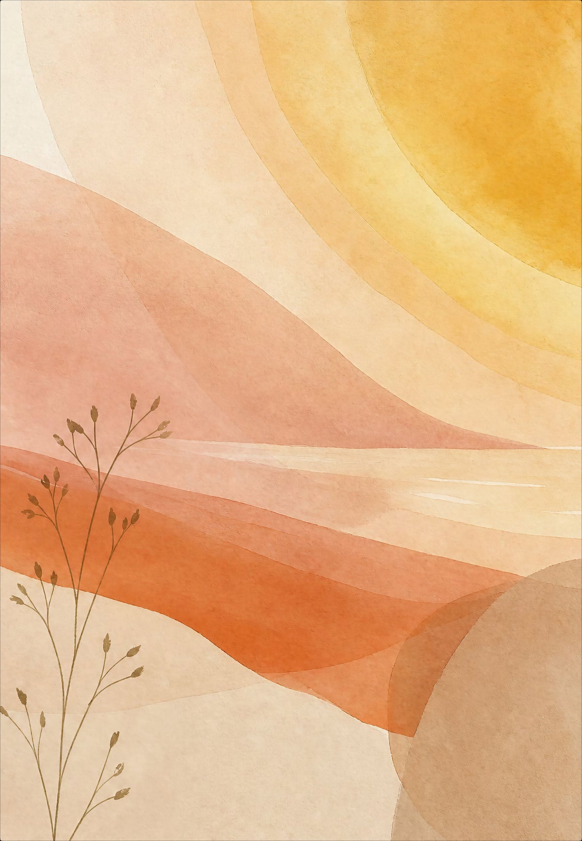Sonne über Terracotta-Hügeln
