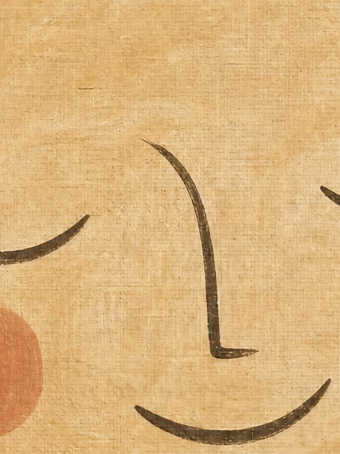 Detail a taille reelle du tirage, affiche soleil endormi rayons ocre