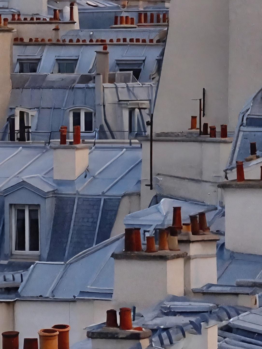 Detail a taille reelle du tirage, affiche paris toits de zinc