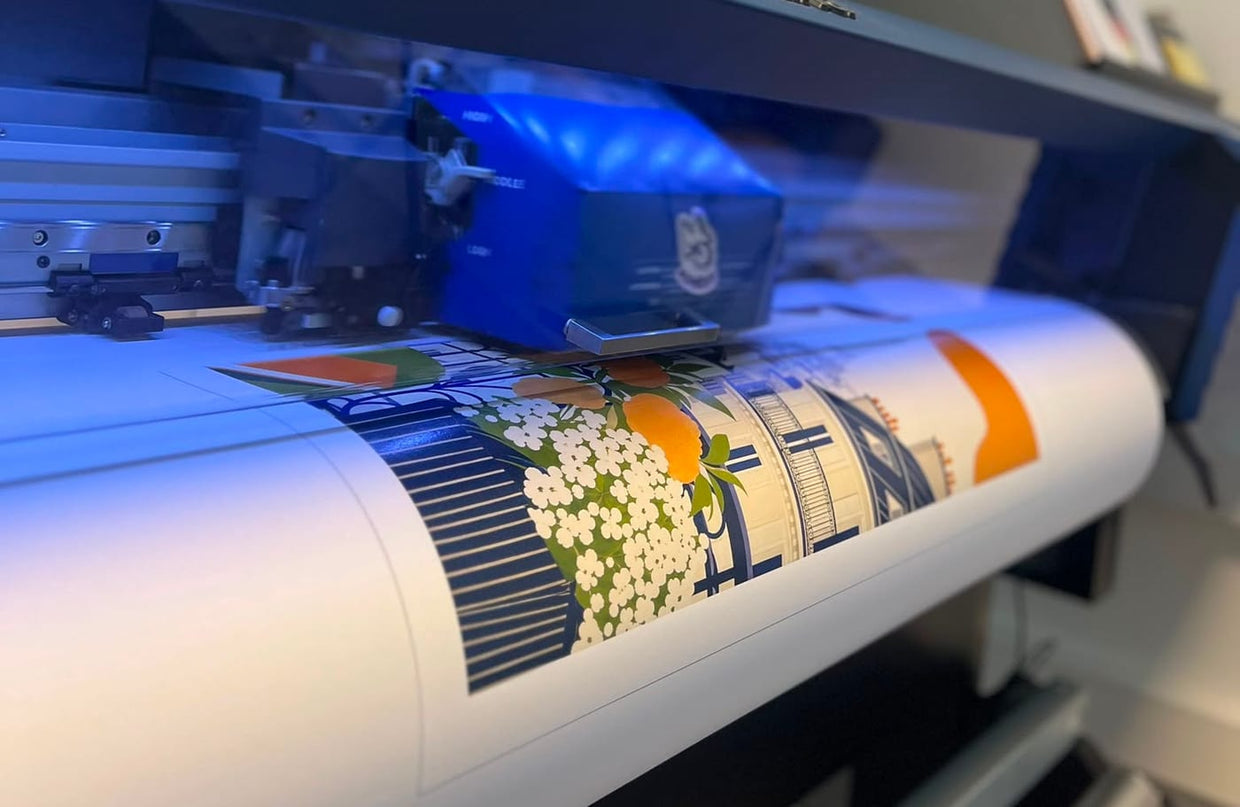 The printing workshop in Grasse, a poster coming off the press